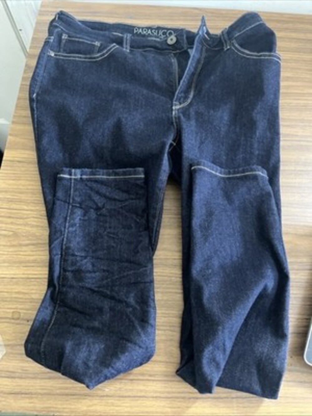 Parasuco Jeans Womens 12 Blue Dark Wash Denim Tapered Stretch Fit